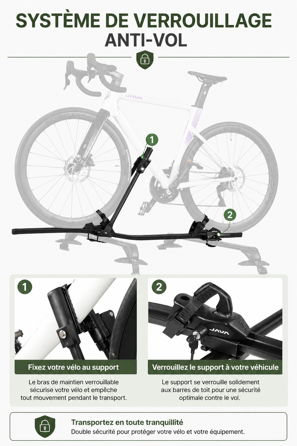Universal Aluminum Roof Bike Rack – 1 Bike, 15 kg, 20–29″ Wheels, Lockable