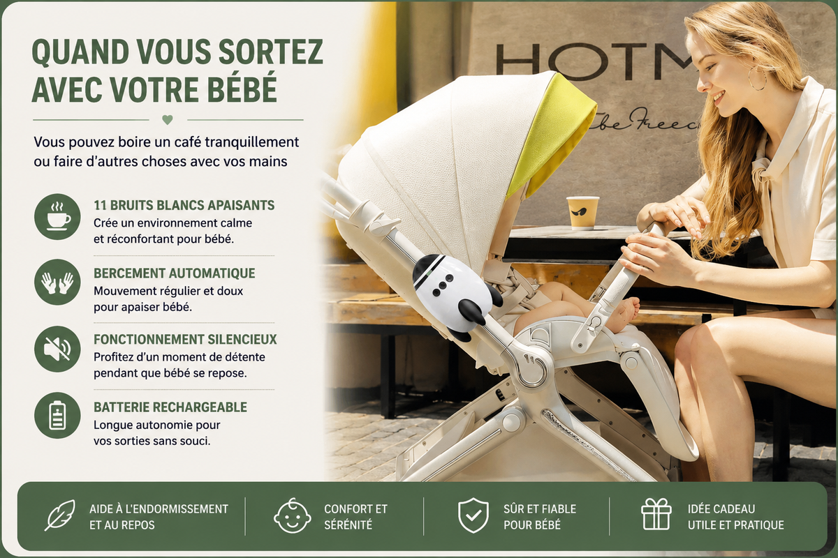Portable Electric Stroller Rocker for Baby – 11 White Noise Sounds, Sleep Aid