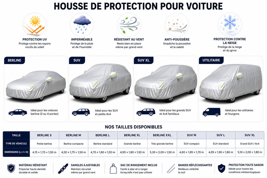 Universal Car Cover – Outdoor Protection Against Rain, Snow & UV