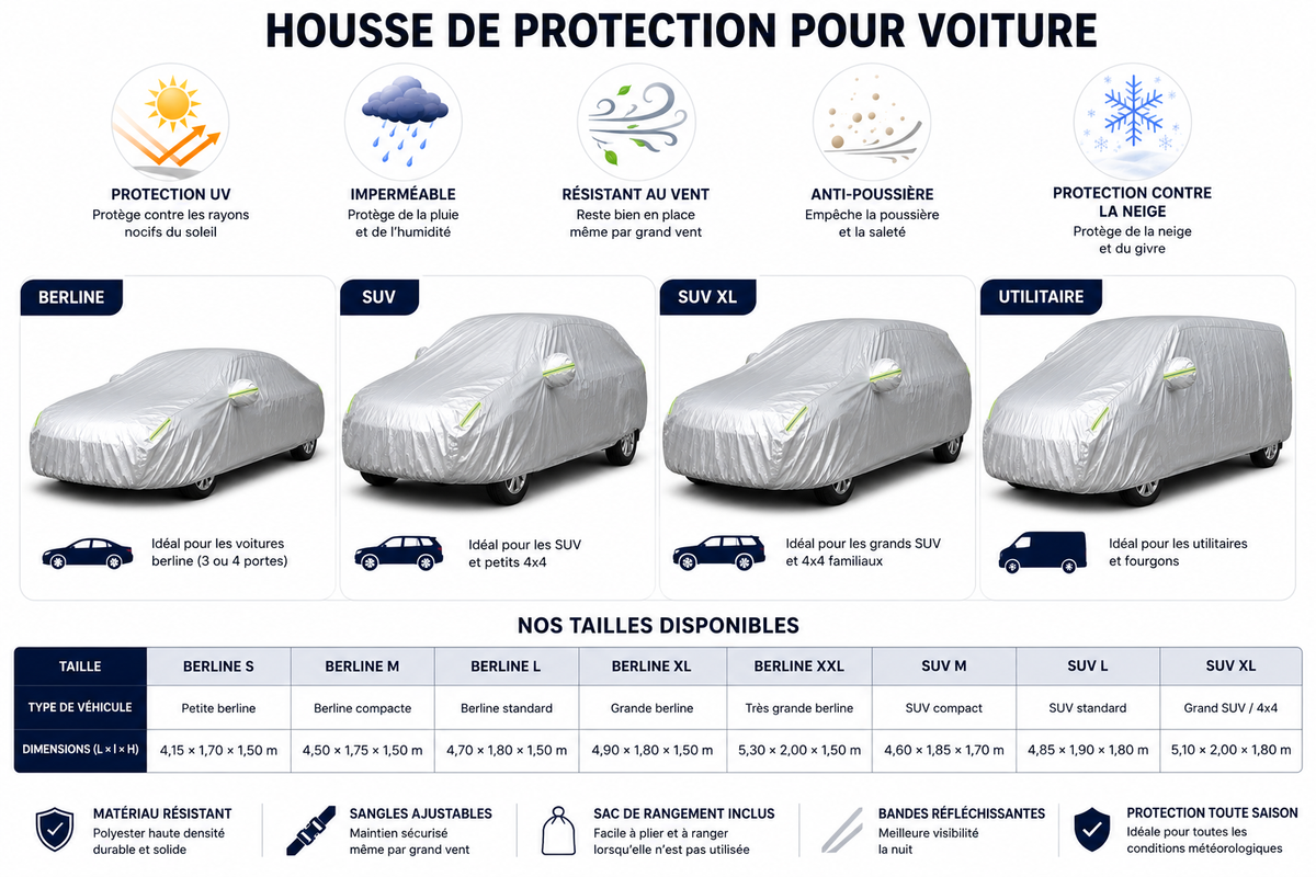 Universal Car Cover – Outdoor Protection Against Rain, Snow & UV