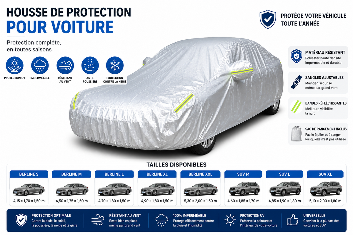 Universal Car Cover – Outdoor Protection Against Rain, Snow & UV