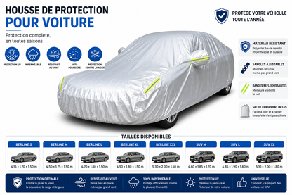 Housse de Voiture Universelle – Protection Extérieure Anti-Pluie, Neige et UV