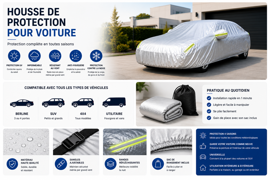 Universal Car Cover – Outdoor Protection Against Rain, Snow & UV