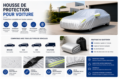 Housse de Voiture Universelle – Protection Extérieure Anti-Pluie, Neige et UV