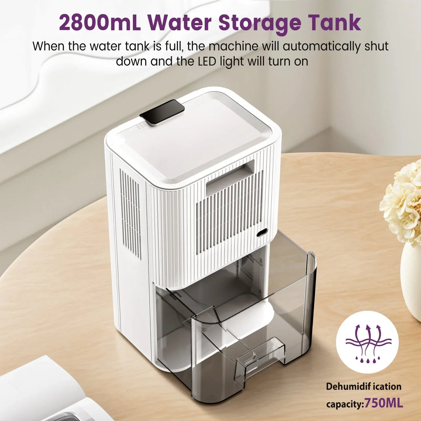 Déshumidificateur Silencieux 2,8L