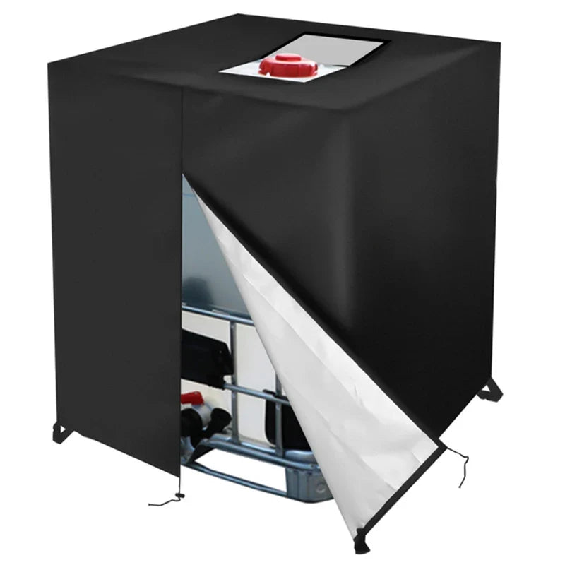 UV-resistant Oxford cover fitted over a 275 gallon IBC tote