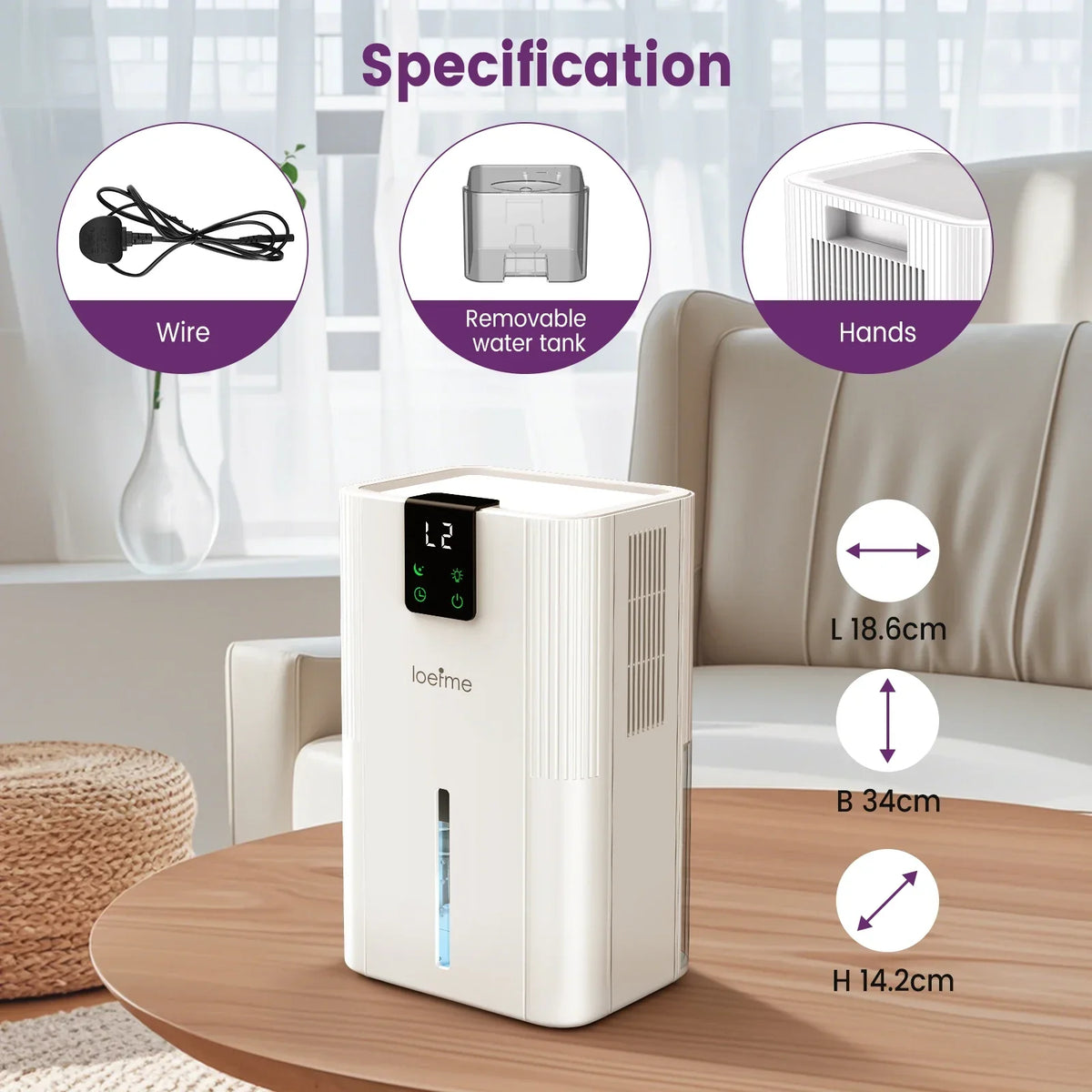 Déshumidificateur Silencieux 2,8L