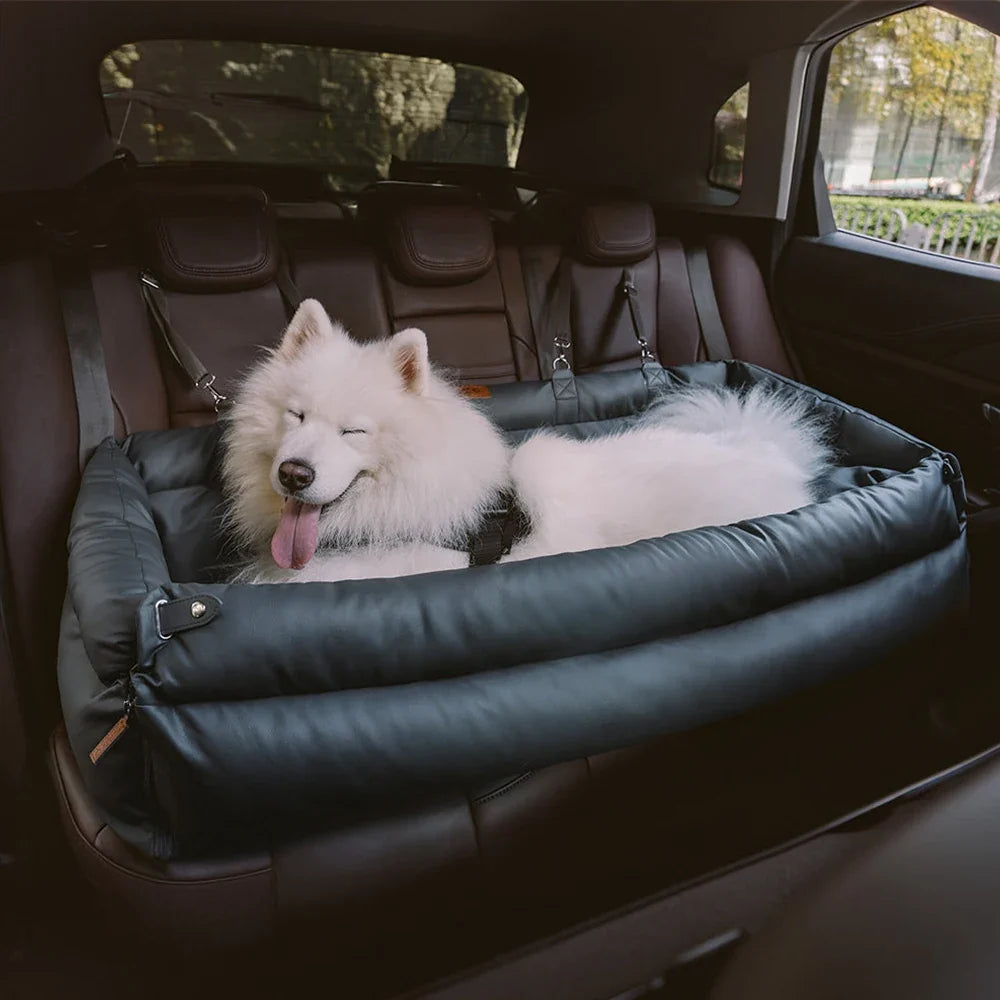 Luxury Dog Car Seat Booster Faux Leather Pet Travel Bed Carrier - features