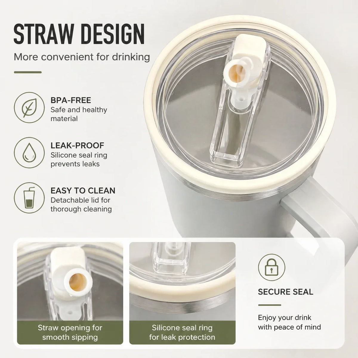 Insulated Tumbler 40oz with Handle & Straw