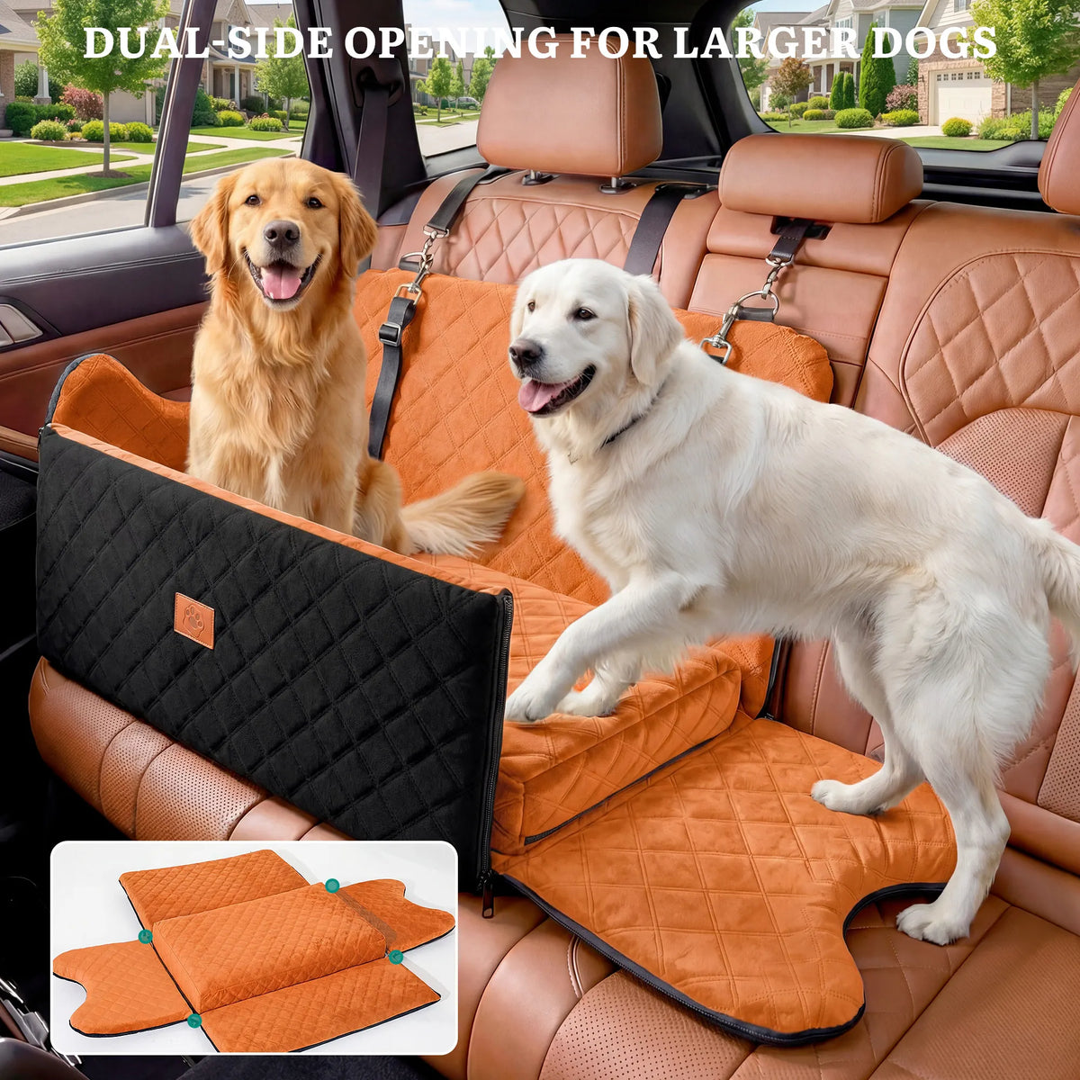 Large Dog Car Seat Booster Memory Foam Pet Travel Bed - side view