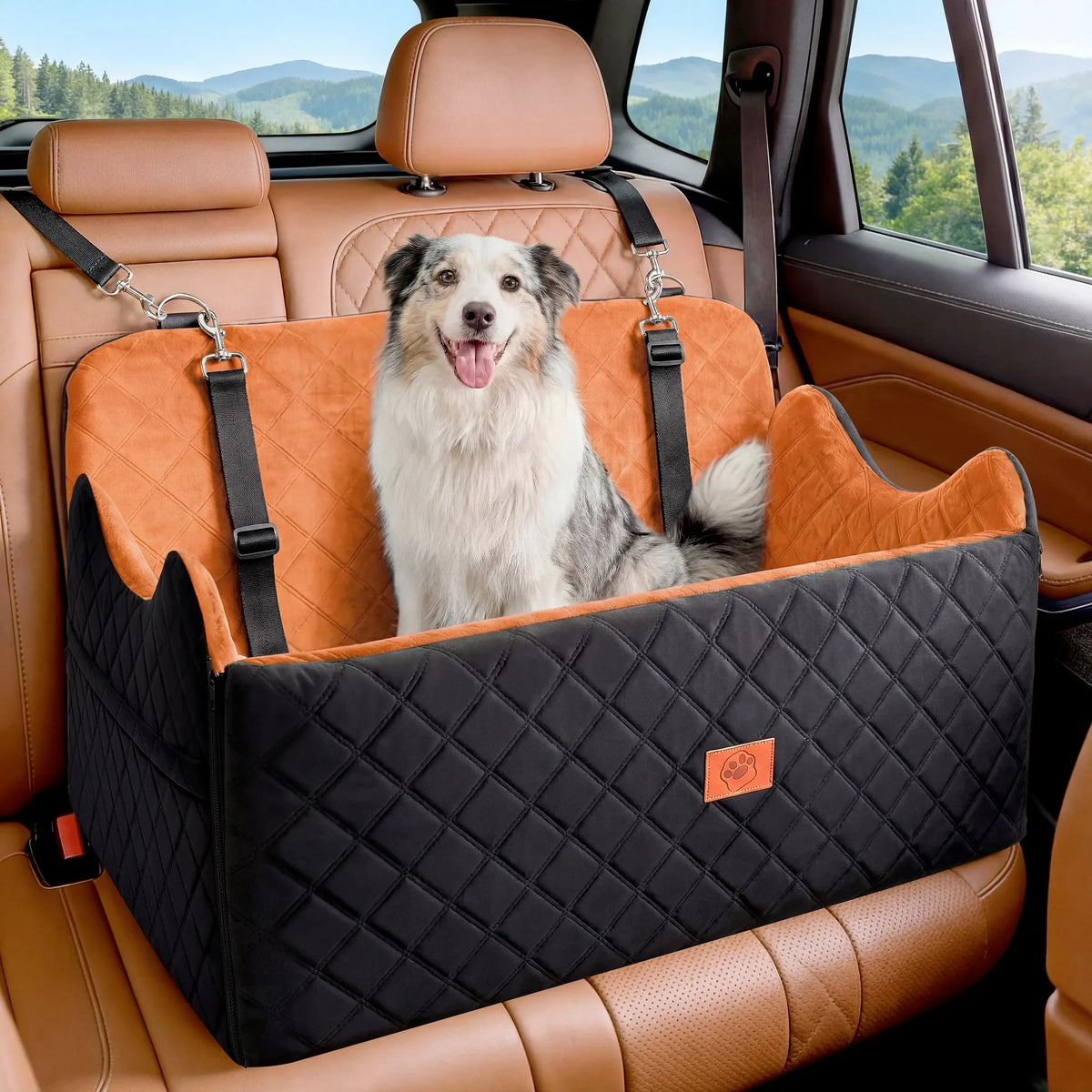 Large Dog Car Seat Booster Memory Foam Pet Travel Bed - UK