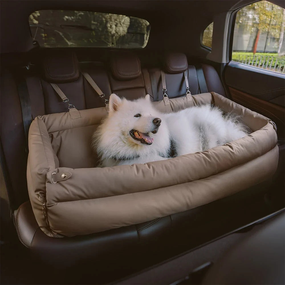 Luxury Dog Car Seat Booster Faux Leather Pet Travel Bed Carrier - dog accessories