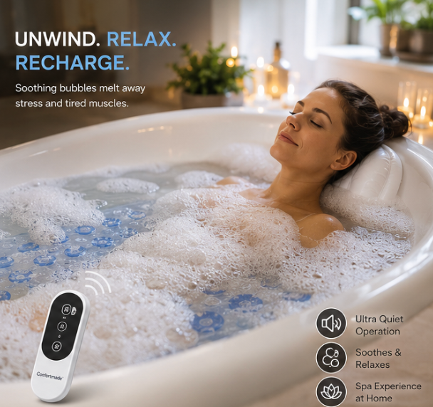 Bubble Spa Bath Mat with Wireless Remote