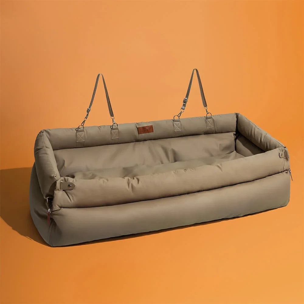 Luxury Dog Car Seat Booster Faux Leather Pet Travel Bed Carrier - pet travel