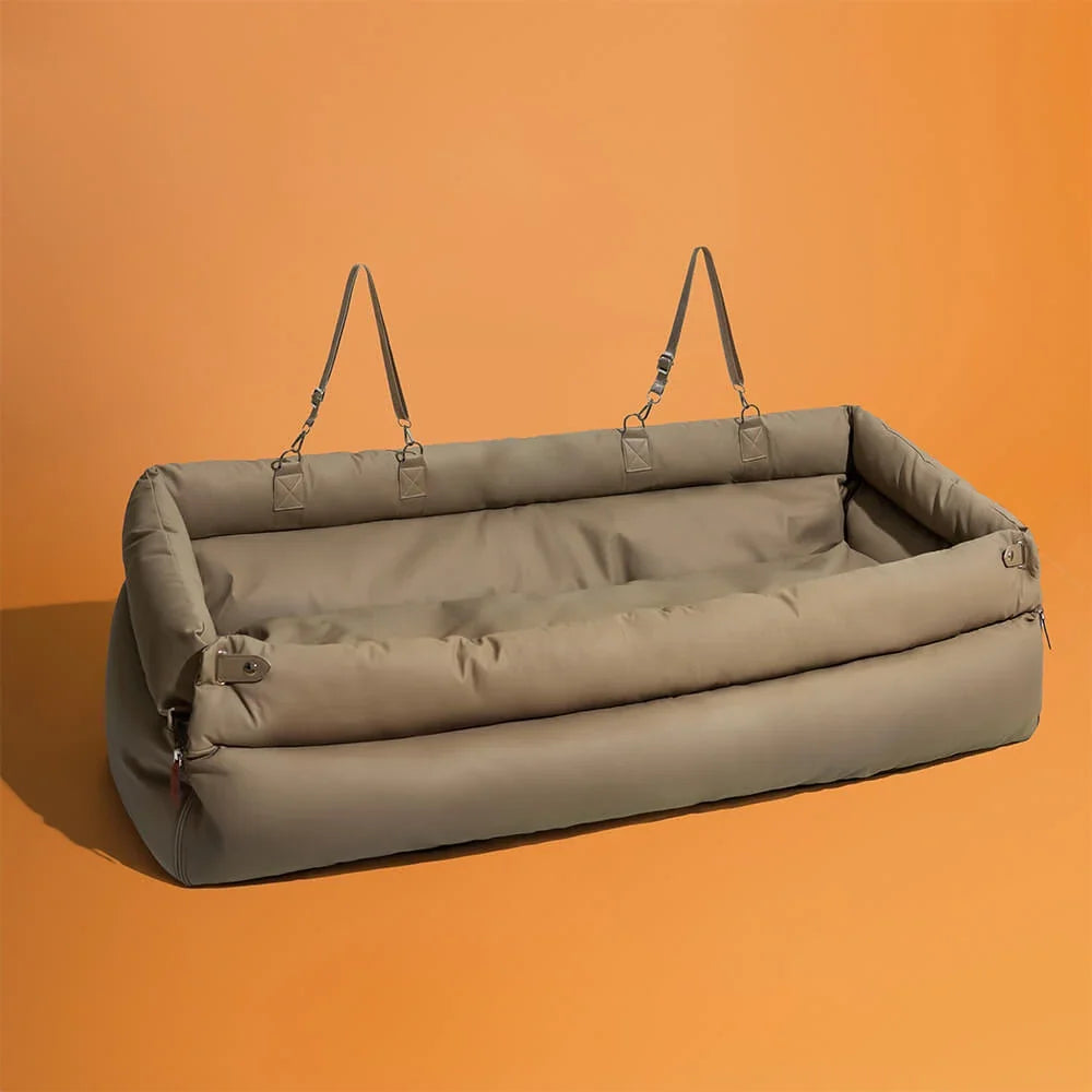 Luxury Dog Car Seat Booster Faux Leather Pet Travel Bed Carrier - overview