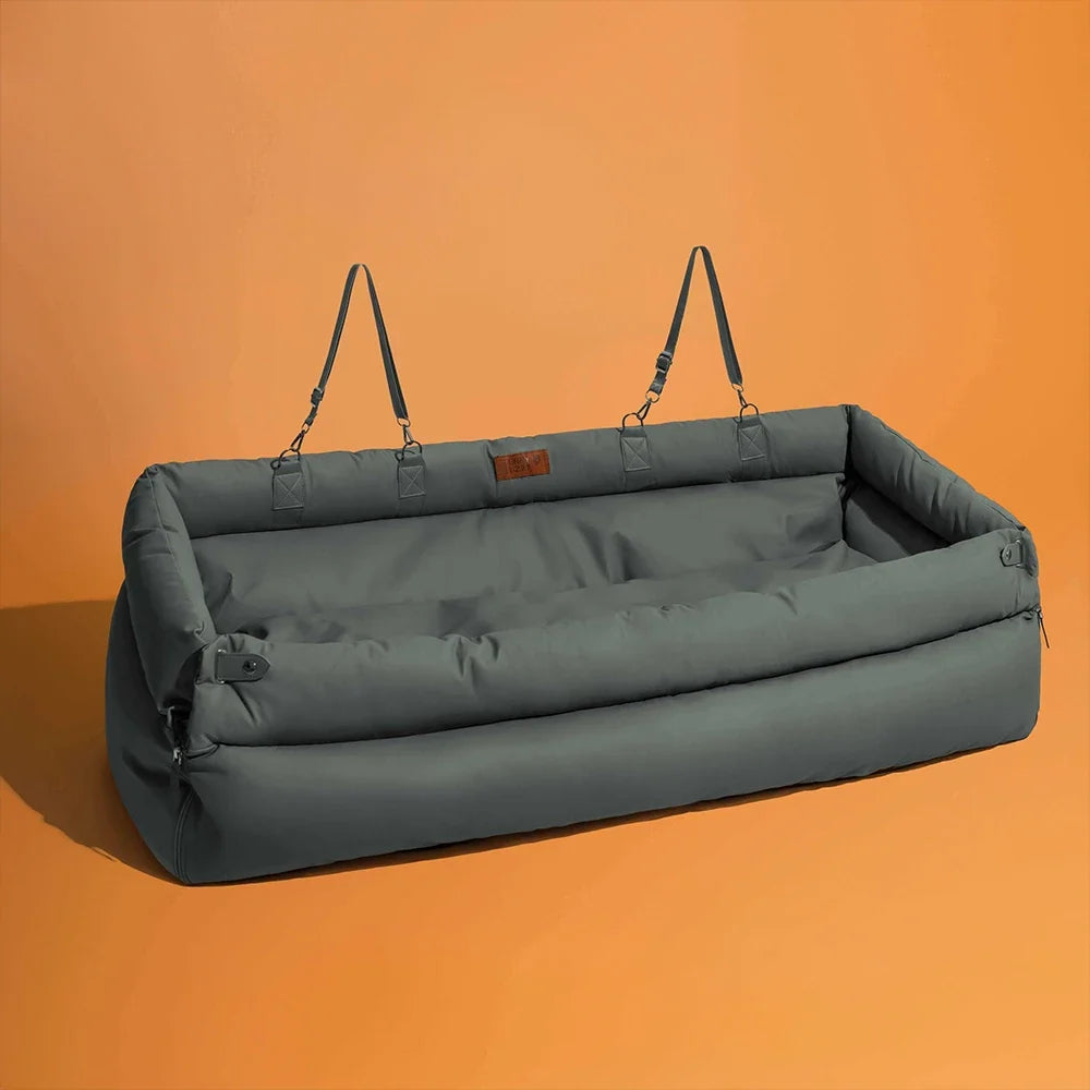 Luxury Dog Car Seat Booster Faux Leather Pet Travel Bed Carrier - portable