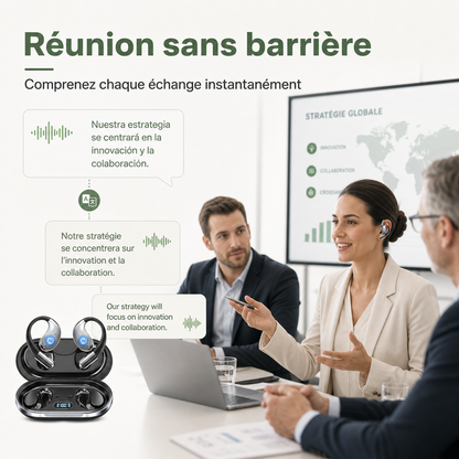 Écouteurs Traducteurs IA — 144 Langues, Bluetooth 6.0
