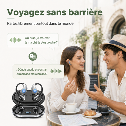 Écouteurs Traducteurs IA — 144 Langues, Bluetooth 6.0