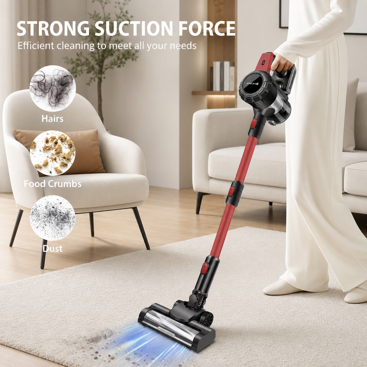 Cordless Stick Vacuum 17000Pa 8-in-1