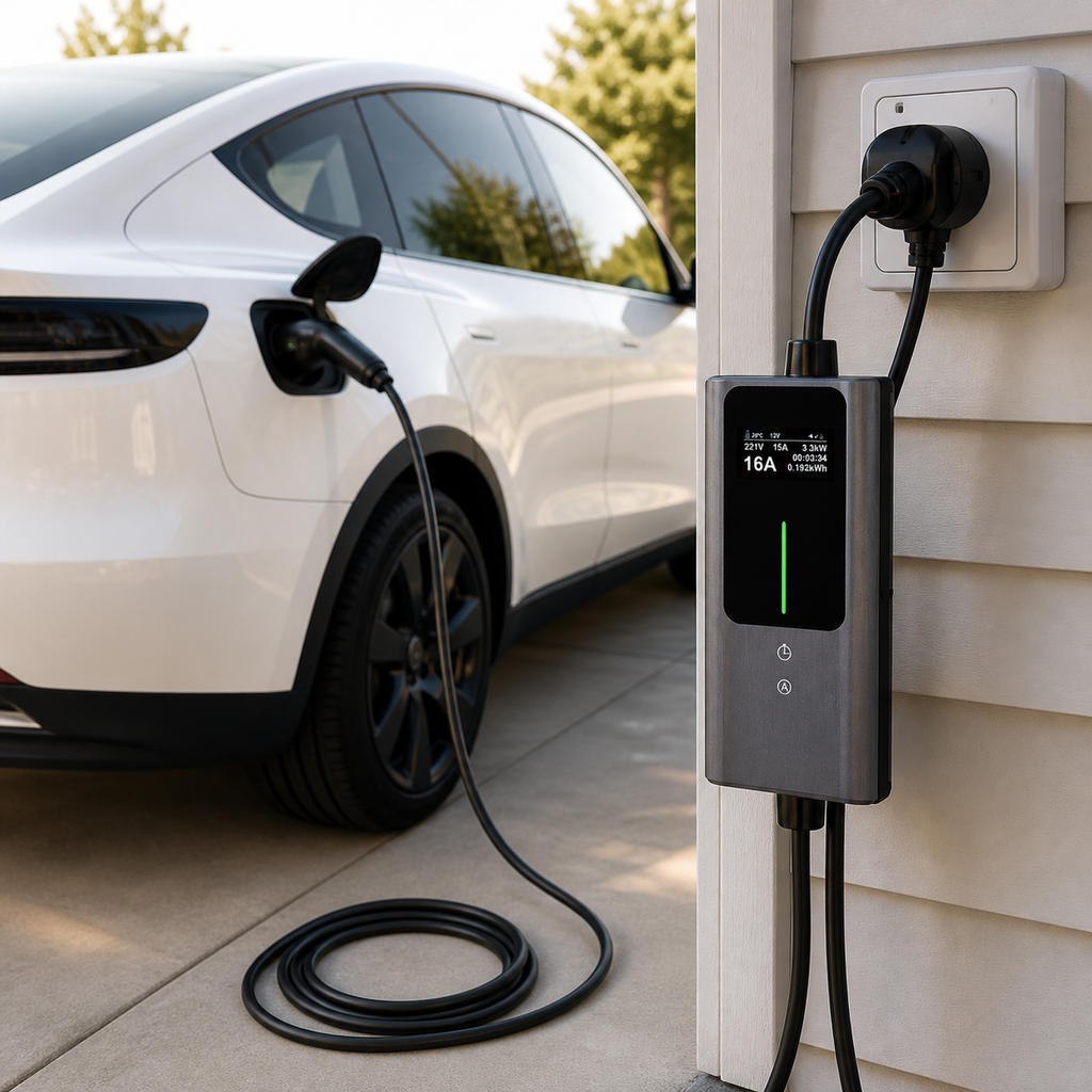 Portable EV Charger 3.6kW — Adjustable 6–16A, 16.4 ft Cable