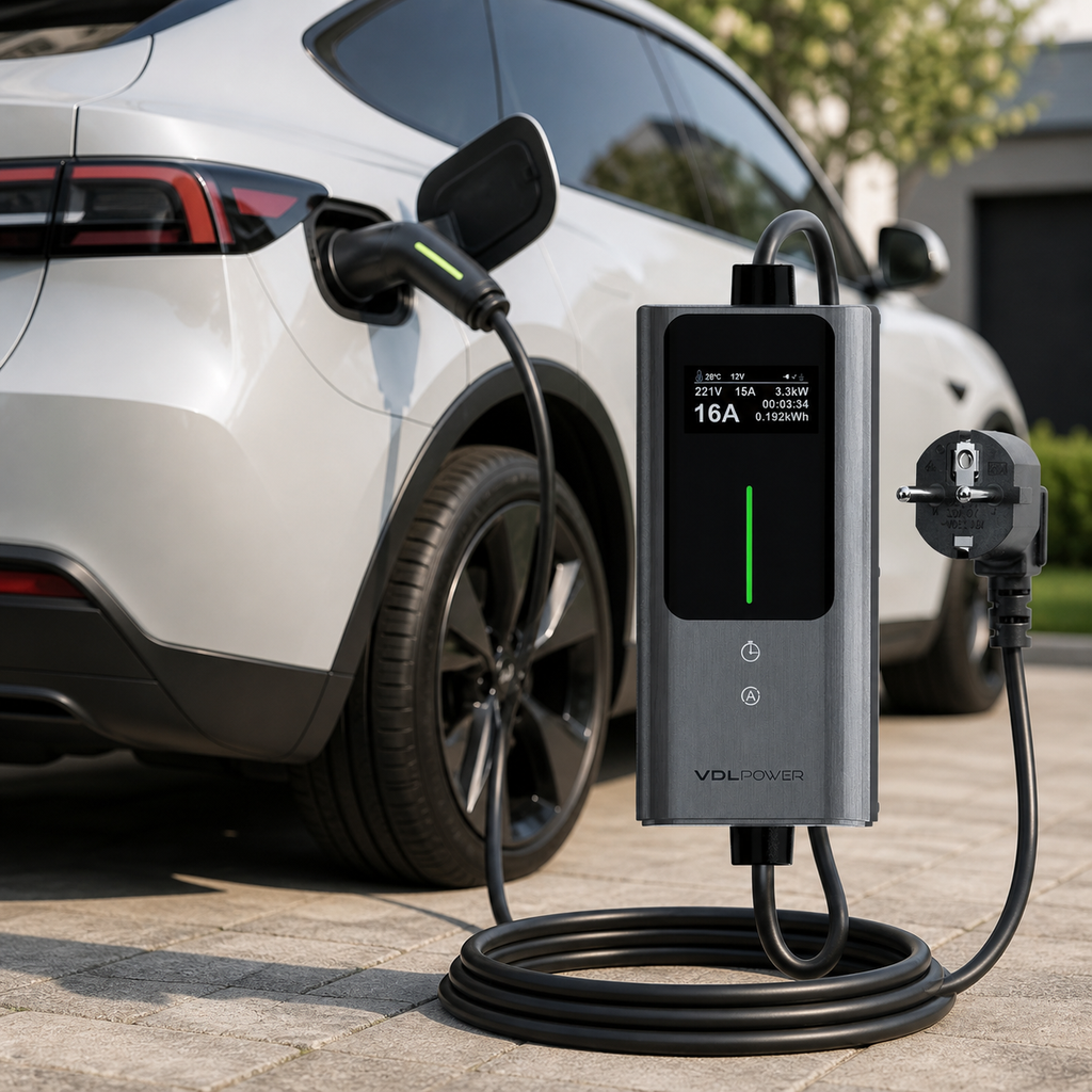 Portable EV Charger 3.6kW — Adjustable 6–16A, 16.4 ft Cable
