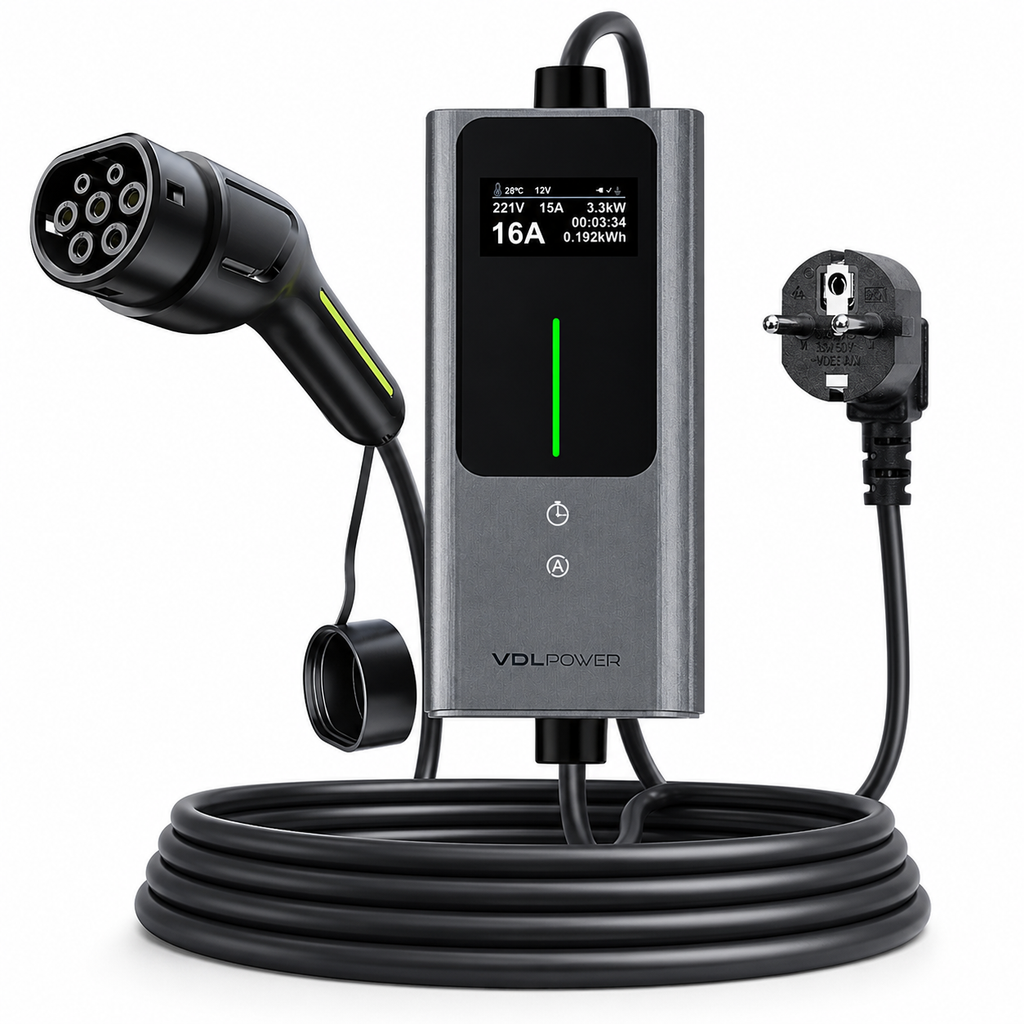 Portable EV Charger 3.6kW — Adjustable 6–16A, 16.4 ft Cable