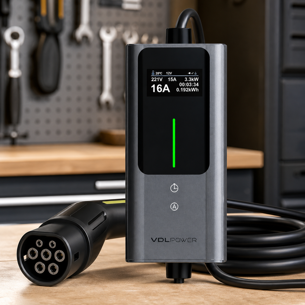 Portable EV Charger 3.6kW — Adjustable 6–16A, 16.4 ft Cable