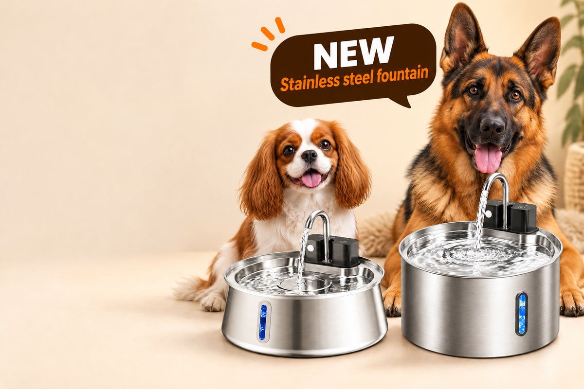 Inmaison stainless steel fountains with two dogs